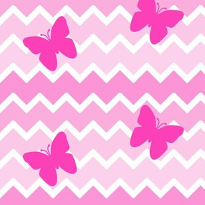 Pink Chevron Ombre Butterfly