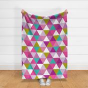 pink + purple + citron + teal triangle wholecloth