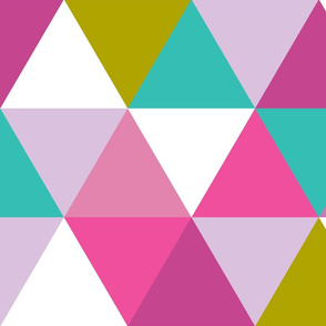 pink + purple + citron + teal triangle wholecloth