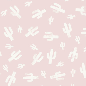 Pink and White Lino Printed Cactus Pattern