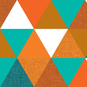 teal + orange triangle wholecloth 