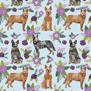 australian cattle dog (smaller scale) pet quilt c cheater quilt florals coordinate fabric