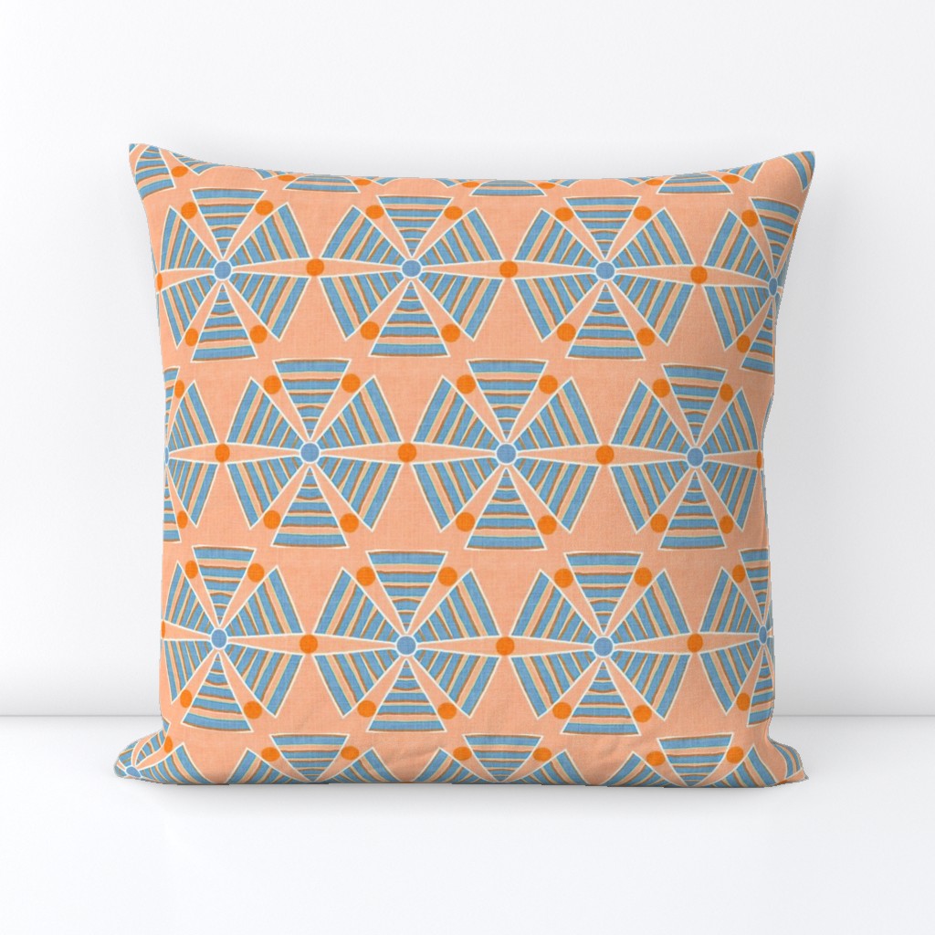 Pinwheel Abstract /Tangerine-grey blue