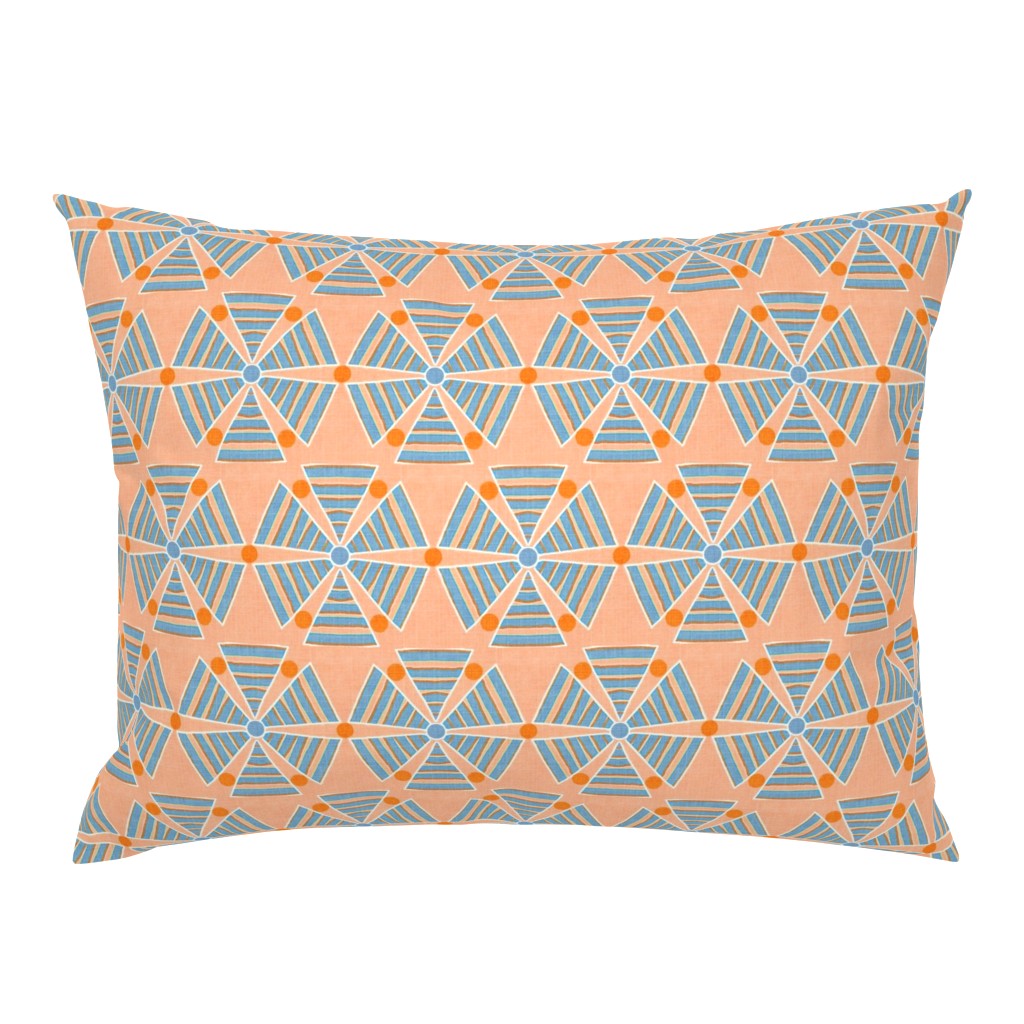 Pinwheel Abstract /Tangerine-grey blue