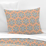 Pinwheel Abstract /Tangerine-grey blue