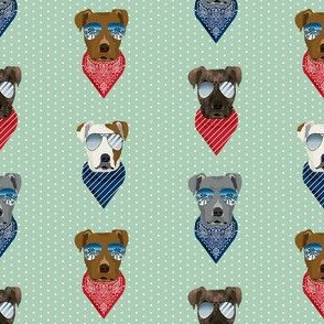 pitbull sunglasses summer bandana dog breed fabric mint