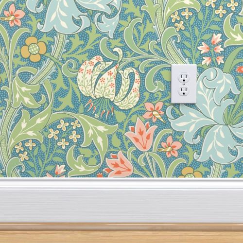 Removable Water-Activated Wallpaper William Morris Golden Lily Art Nouveau