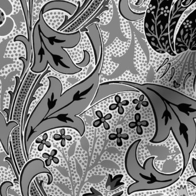 Golden Lily ~ Black and White Reverse ~ The William Morris Collection 