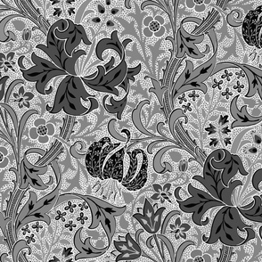 Golden Lily ~ Black and White Reverse ~ The William Morris Collection 