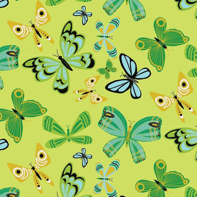 Butterflies In Green Fabric, Wallpaper and Home Decor | Spoonflower