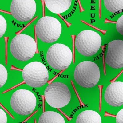 Golf Balls and Tees on Green