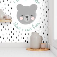 27" (half yard minky) I love you more than I can bear - grey 