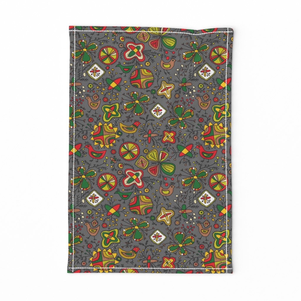 archaic gray ethno abstract floral