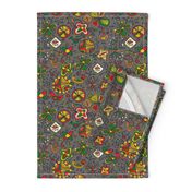 archaic gray ethno abstract floral