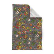 archaic gray ethno abstract floral