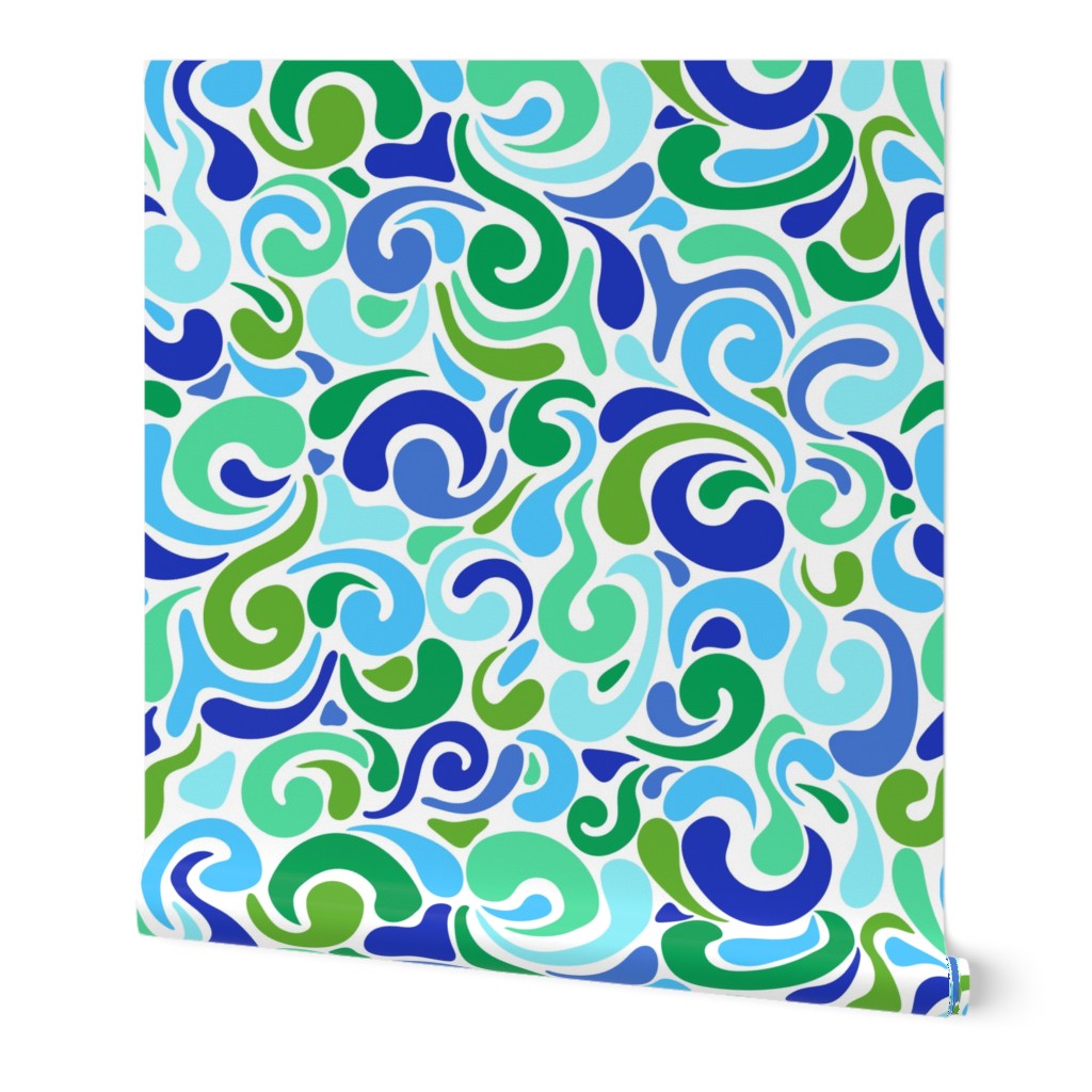 Blue swirls on white