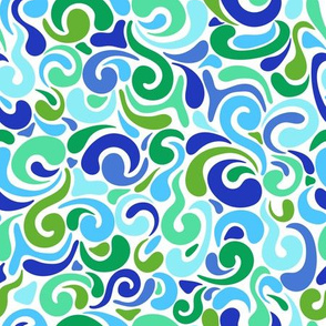 Blue swirls on white