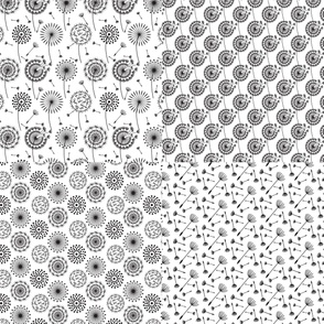 Dandelion B & W Fat Quarters