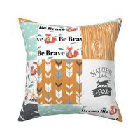 be brave little fox cheater quilt - with tribal arrows - gender neutral