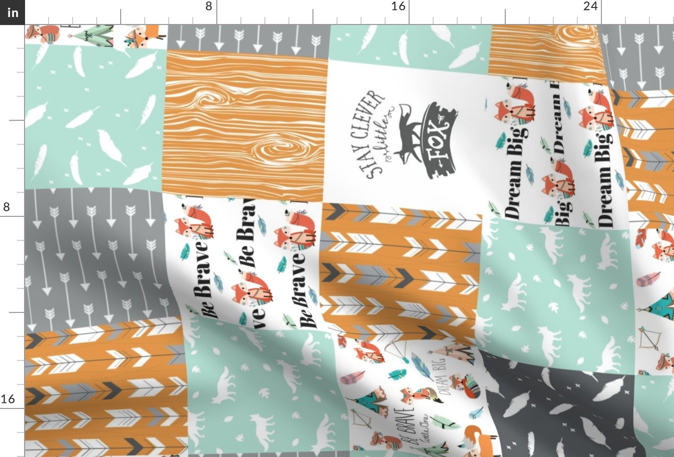 be brave little fox cheater quilt with tribal arrows (rotated) - gender neutral