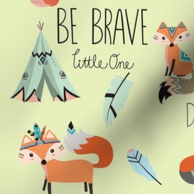 Brave little fox- on light green