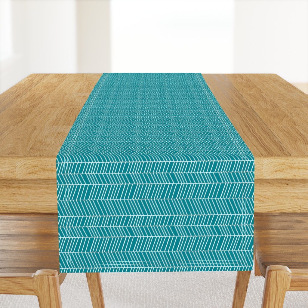 Teal Herringbone Rotated