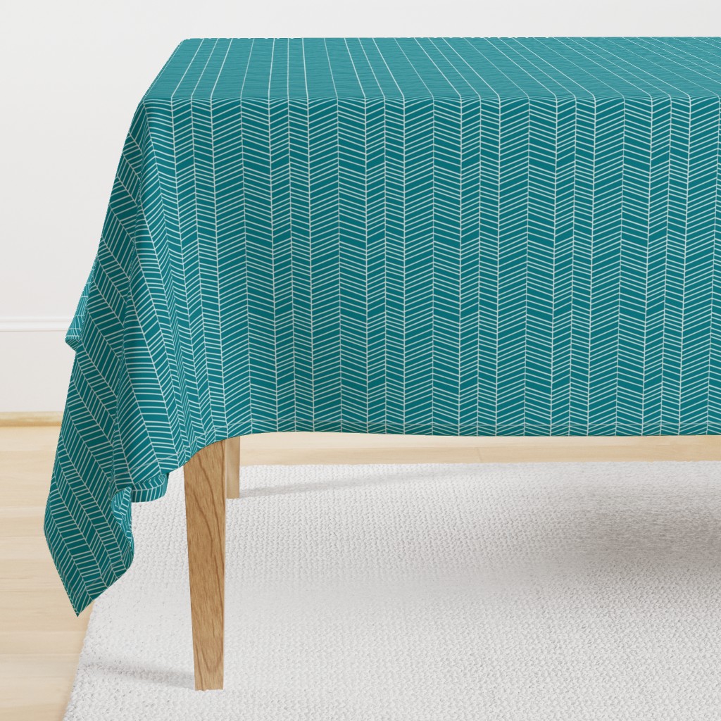 Teal Herringbone Rotated