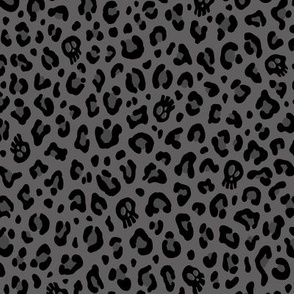 ★ SKULLS x LEOPARD ★ Gray and Black - Small Scale / Collection : Leopard Spots variations – Punk Rock Animal Prints 3