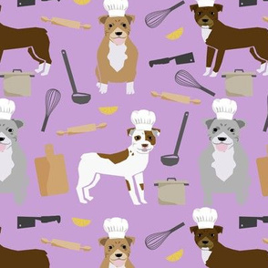 pitbull chefs (larger scale) dog breed fabric 