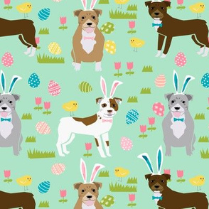 pitbull mixed easter (larger scale)  dog breed fabric mint