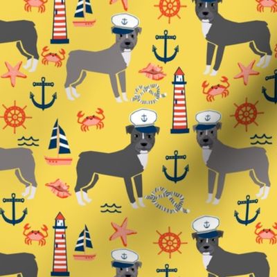 pitbull nautical  (larger scale)  dog breed fabric custom color