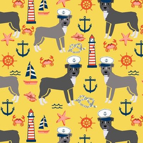 pitbull nautical  (larger scale)  dog breed fabric custom color