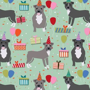 pitbull birthday (larger scale) party dog breed fabric 