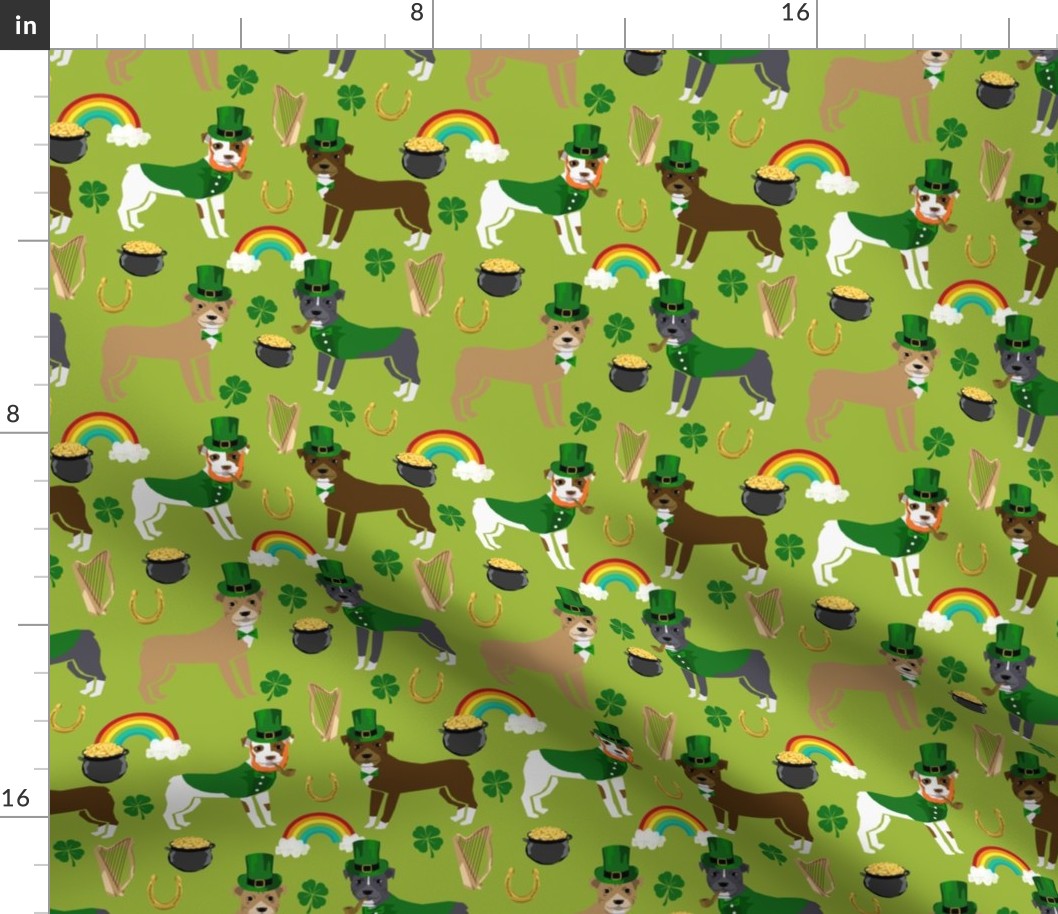 pitbull leprechaun (larger scale) dog breed fabric 