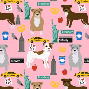 pitbull nyc mixed (larger scale) dog breed fabric pink
