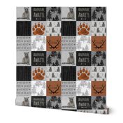 Raccoon Little Man Quilt - Rust,  Black, gret