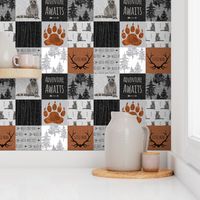 Raccoon Little Man Quilt - Rust,  Black, gret