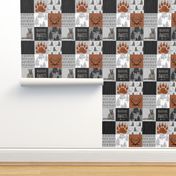 Raccoon Little Man Quilt - Rust,  Black, gret