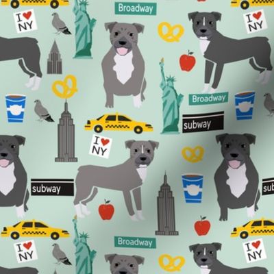 pitbull nyc (larger scale)  dog breed fabric 