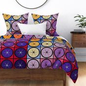 Cycling - Faux Quilt - Bike Wheels - Design 7488815 - Blue Orange - LARGE SCALE