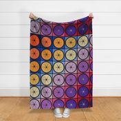 Cycling - Faux Quilt - Bike Wheels - Design 7488815 - Blue Orange - LARGE SCALE