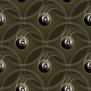 ★ MAGIC EIGHT BALL ★ Olive Green - Small Scale / Collection : 8 Balls - Billiard & Rock 'n' Roll Old School Tattoo Print