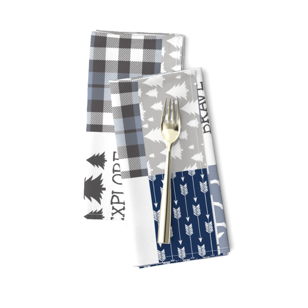 Woodland//Have Courage - Wholecloth Cheater Quilt - Navy - Rotated