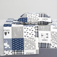 Woodland//Have Courage - Wholecloth Cheater Quilt - Navy - Rotated