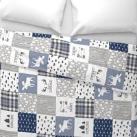 Woodland//Have Courage - Wholecloth Cheater Quilt - Navy - Rotated