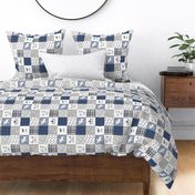 Woodland//Have Courage - Wholecloth Cheater Quilt - Navy - Rotated