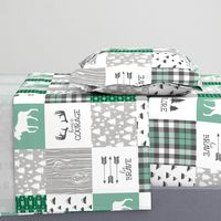 Woodland//Have Courage - Wholecloth Cheater Quilt - Emerald Green