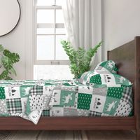 Woodland//Have Courage - Wholecloth Cheater Quilt - Emerald Green