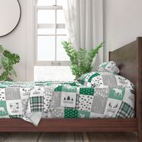 Woodland//Have Courage - Wholecloth Cheater Quilt - Emerald Green - Rotated 