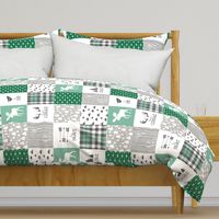 Woodland//Have Courage - Wholecloth Cheater Quilt - Emerald Green - Rotated 